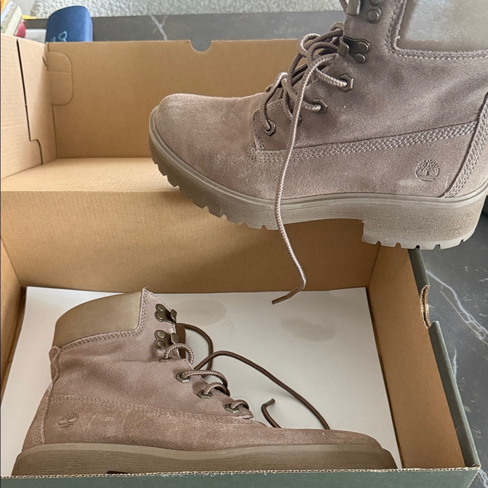 Timberland Taupe Suede Lace-Up Ankle Boots